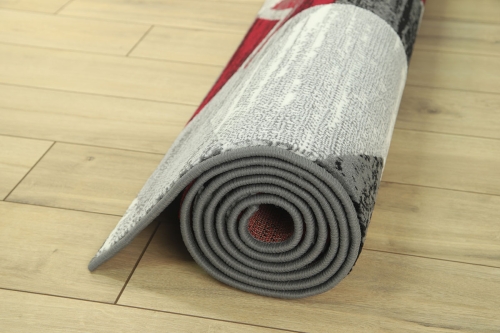 Dywan Geometryczny 80x150 cm Nowoczesny Czerwony Do Salonu VENEZIA 704386 51915 grey red