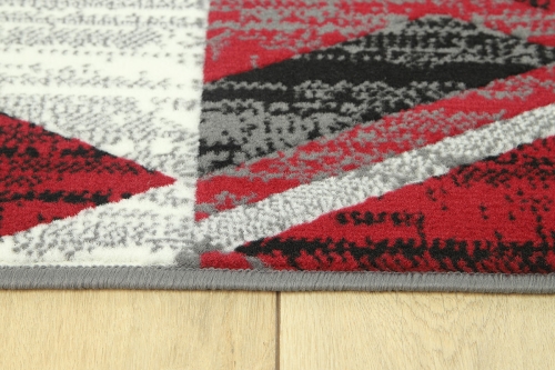 Dywan Geometryczny 80x150 cm Nowoczesny Czerwony Do Salonu VENEZIA 704386 51915 grey red