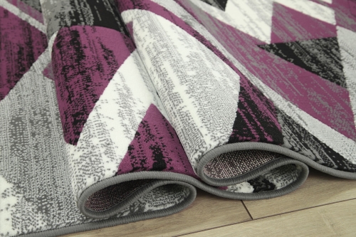 Dywan Geometryczny 80x150 cm Nowoczesny Fioletowy Do Salonu VENEZIA 704386 56915 grey violet