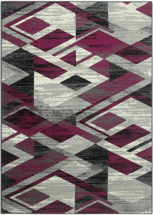 Dywan Geometryczny 80x150 cm Nowoczesny Fioletowy Do Salonu VENEZIA 704386 56915 grey violet