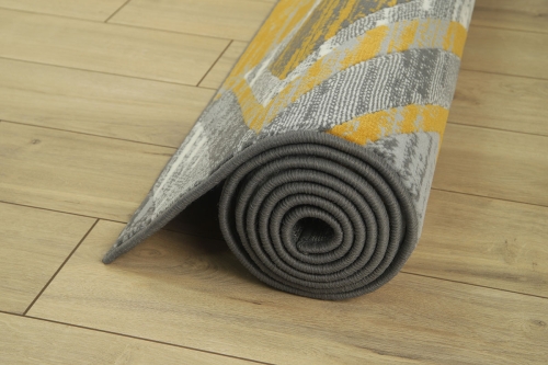 Dywan Geometryczny 80x150 cm Nowoczesny Żółty Do Salonu VENEZIA 704386 89915 grey mustard