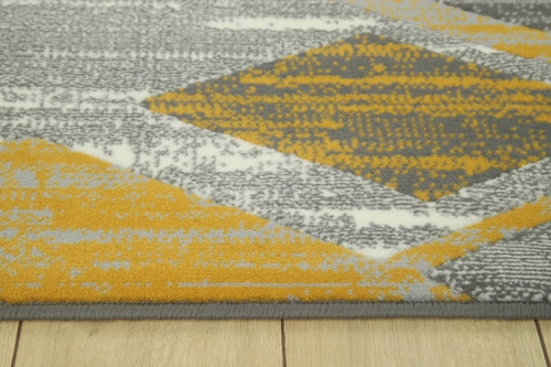 Dywan Geometryczny 80x150 cm Nowoczesny Żółty Do Salonu VENEZIA 704386 89915 grey mustard