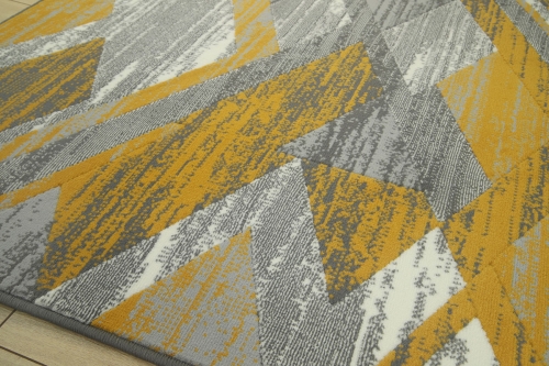 Dywan Geometryczny 80x150 cm Nowoczesny Żółty Do Salonu VENEZIA 704386 89915 grey mustard