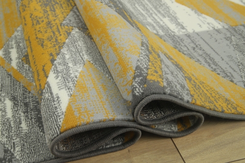 Dywan Geometryczny 80x150 cm Nowoczesny Żółty Do Salonu VENEZIA 704386 89915 grey mustard