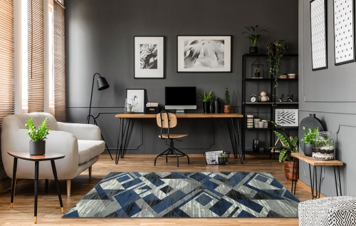 Dywan Geometryczny 80x150 cm Nowoczesny Granatowy Do Salonu VENEZIA 704386 94915 grey jeans