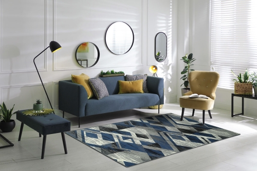 Dywan Geometryczny 80x150 cm Nowoczesny Granatowy Do Salonu VENEZIA 704386 94915 grey jeans