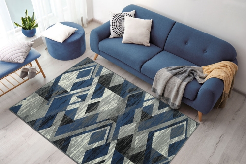 Dywan Geometryczny 80x150 cm Nowoczesny Granatowy Do Salonu VENEZIA 704386 94915 grey jeans