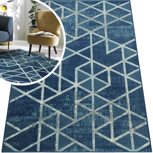 Dywan Geometryczny 120x170 cm Nowoczesny Granatowy Do Salonu VENEZIA 704421 94955 jeans