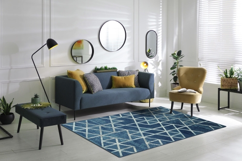 Dywan Geometryczny 120x170 cm Nowoczesny Granatowy Do Salonu VENEZIA 704421 94955 jeans
