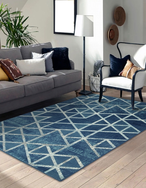 Dywan Geometryczny 120x170 cm Nowoczesny Granatowy Do Salonu VENEZIA 704421 94955 jeans