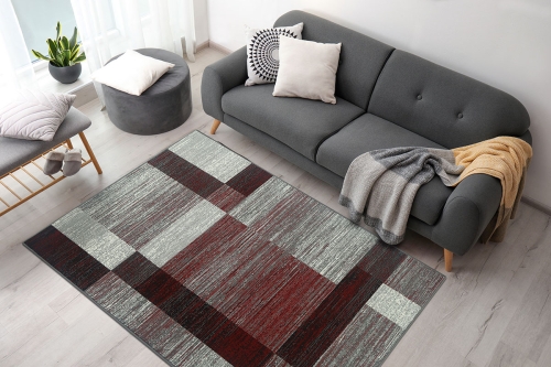 Dywan Geometryczny 120x170 cm Nowoczesny Czerwony Do Salonu VENEZIA 704626 51915 grey red