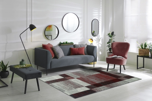 Dywan Geometryczny 120x170 cm Nowoczesny Czerwony Do Salonu VENEZIA 704626 51915 grey red