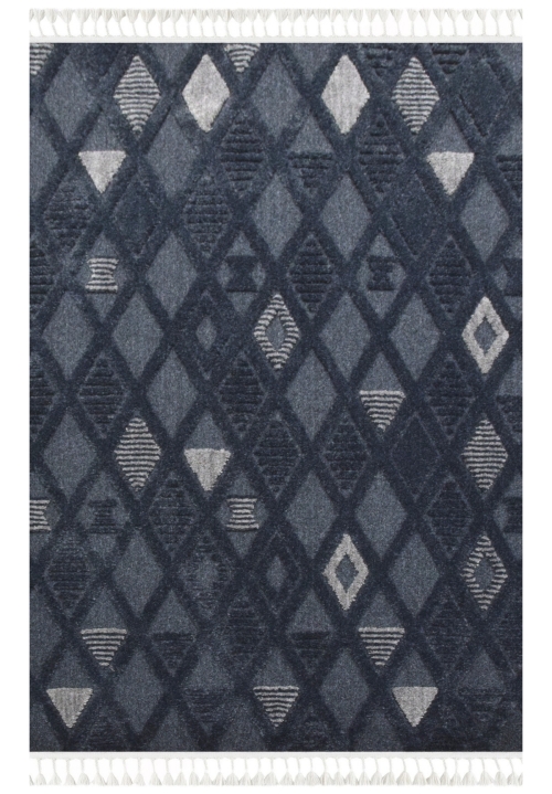 Dywan z frędzlami 200x2900 cm Boho Granatowy Do Salonu AREZZO Y499B blue/blue